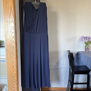 G by Giuliana Women’s Sz L Navy Blue Wide Leg Tie Waist Jumpsuit